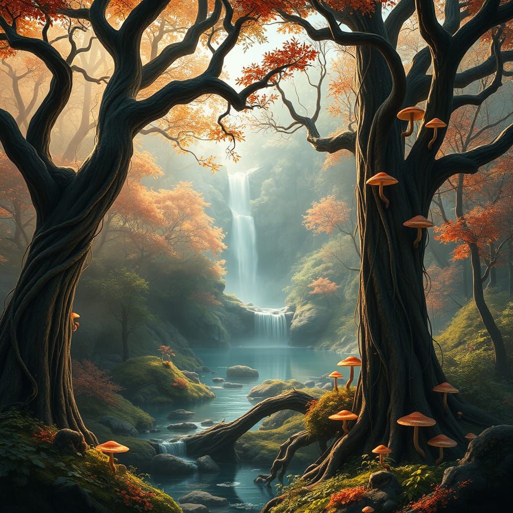 Enchanted Forest Scene in Vibrant Colors