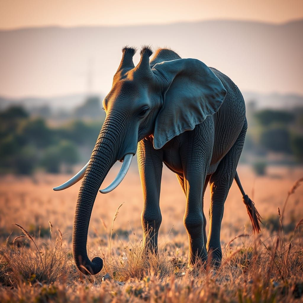 Photorealistic Girelephant With Long Neck and Trunk