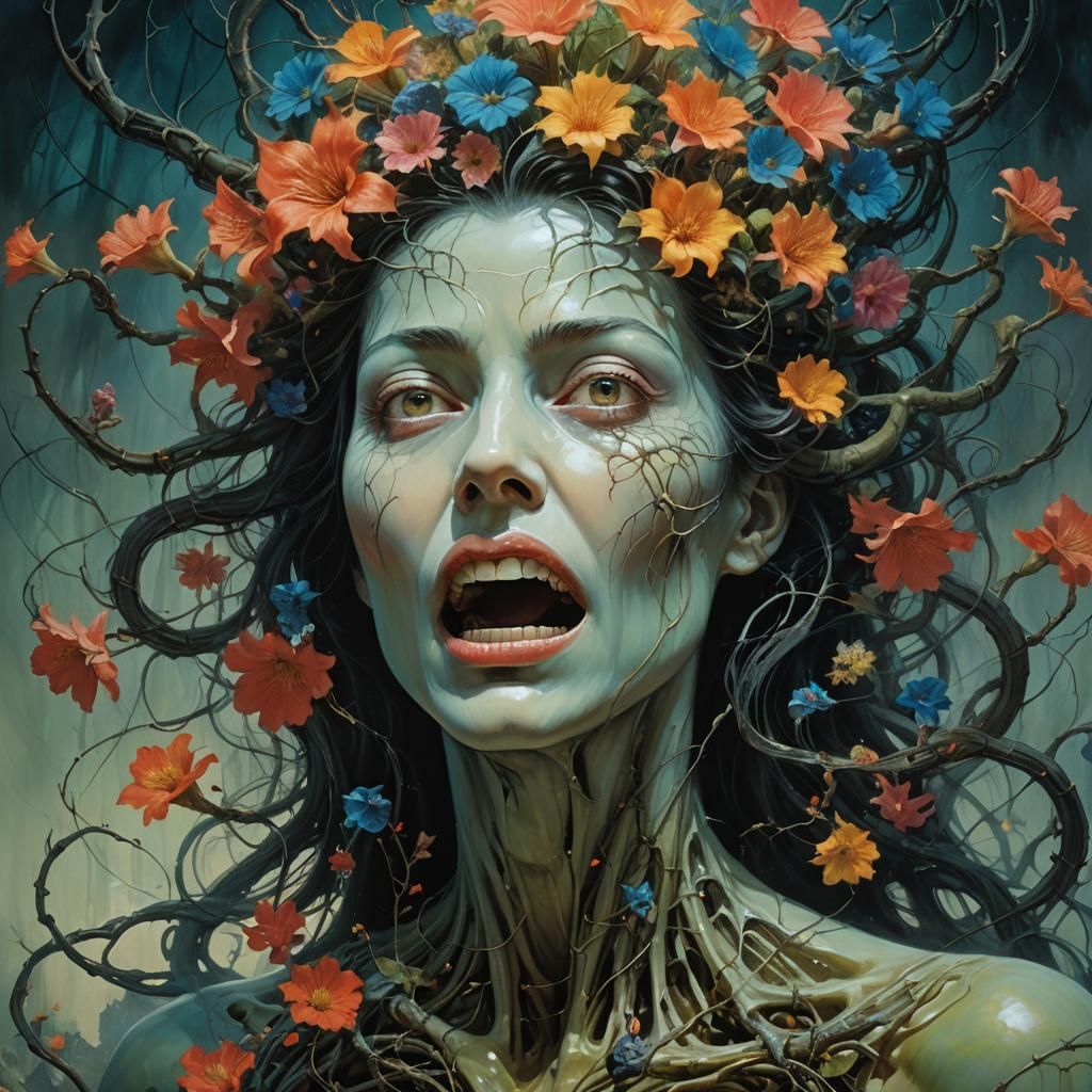 Surreal Silent Scream in Dark Fantasy Style