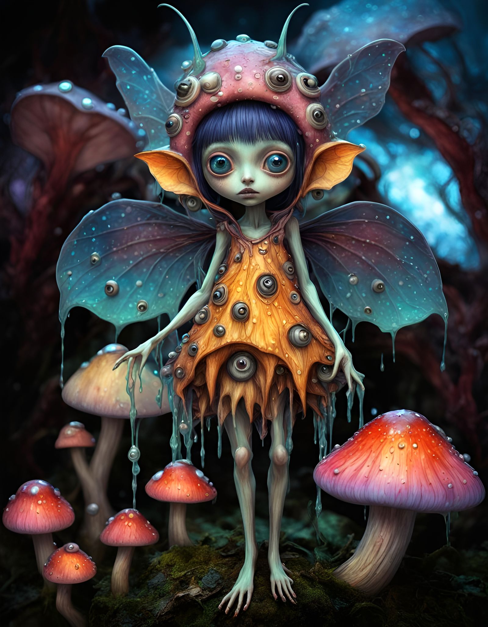 Fungal Fairy in Pop-Surrealist Style