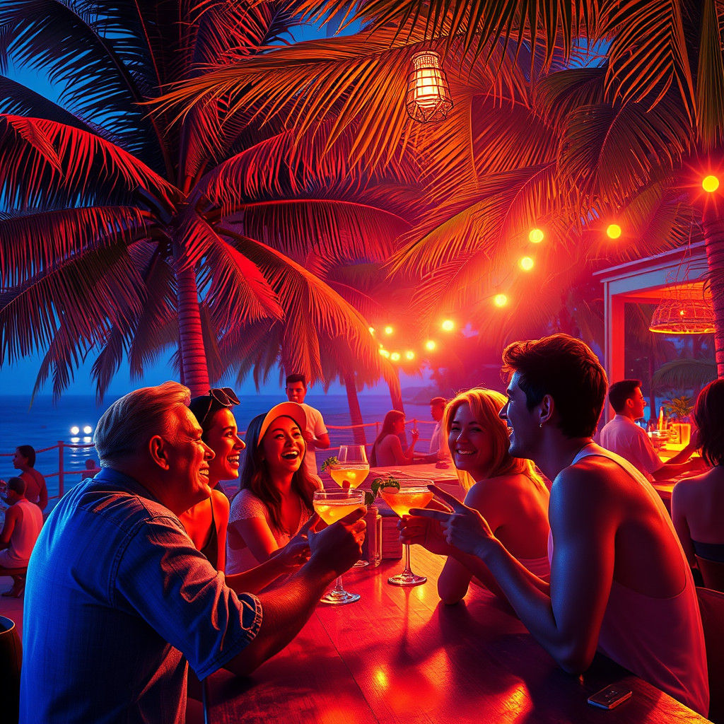 Summer Night Cocktails in a Magical Seaside Bar