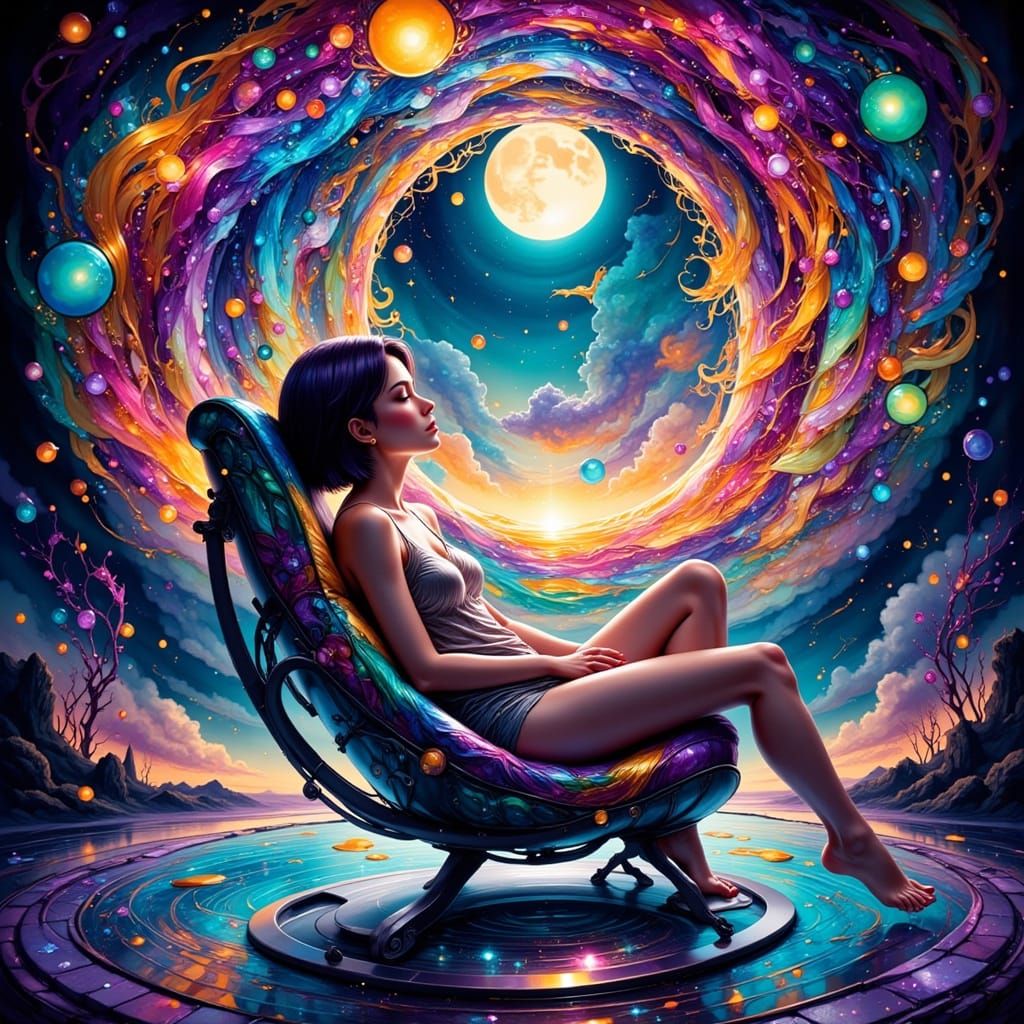 Anime Girl in Zero Gravity with Synesthesia