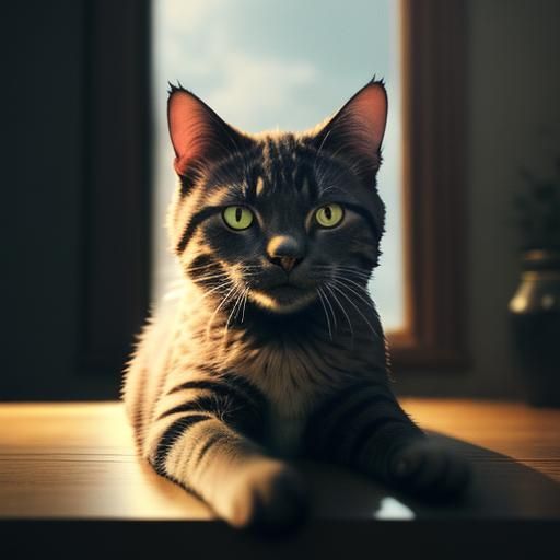 Cinematic Cat Film Still in Live-Action Style