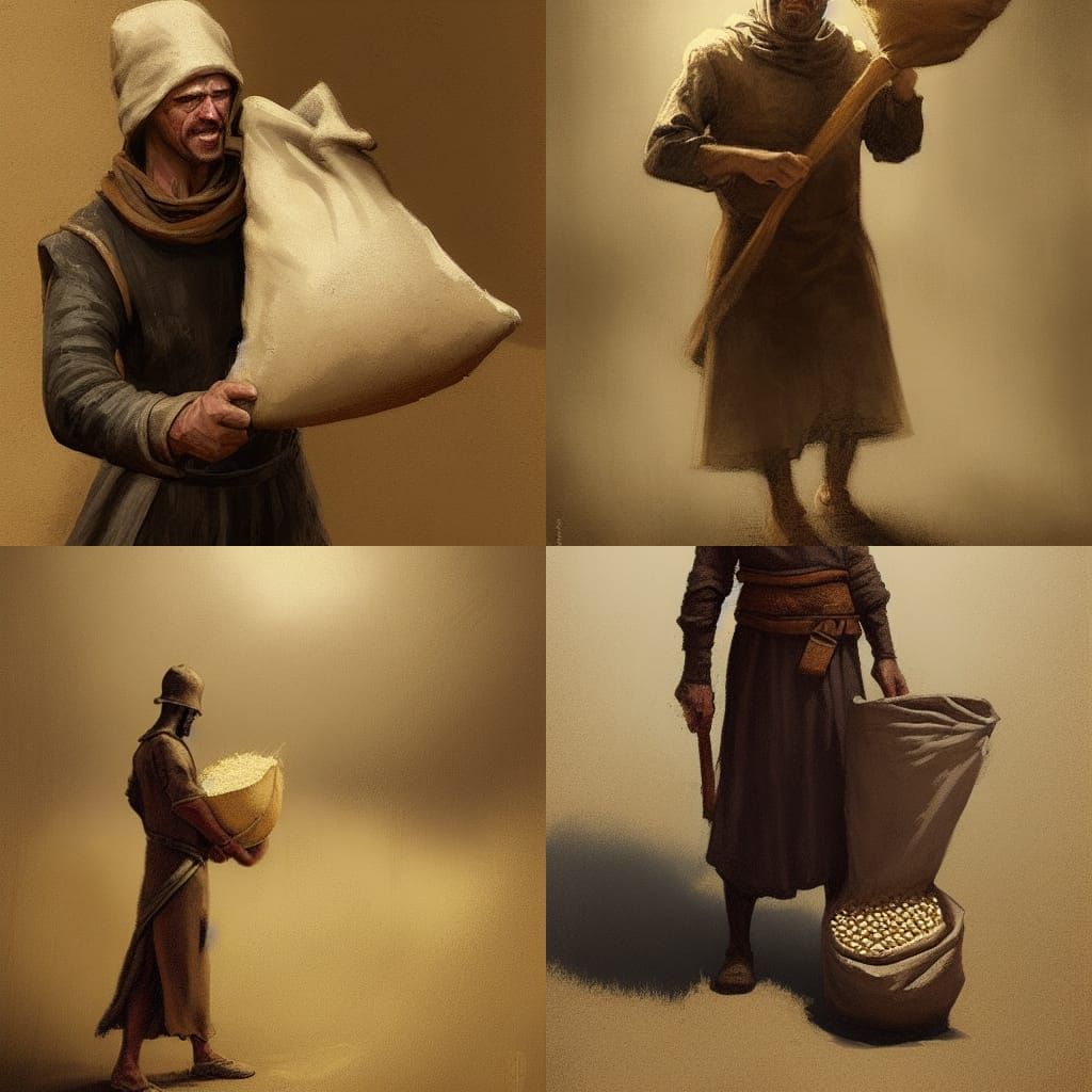 Sinister Medieval Flour Miller with Grain