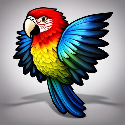 Hyperdetailed Parrot with Symmetrical Wings