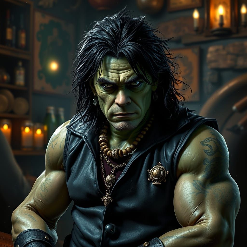 Orc Ozzy Osbourne Rogue in Dark Tavern