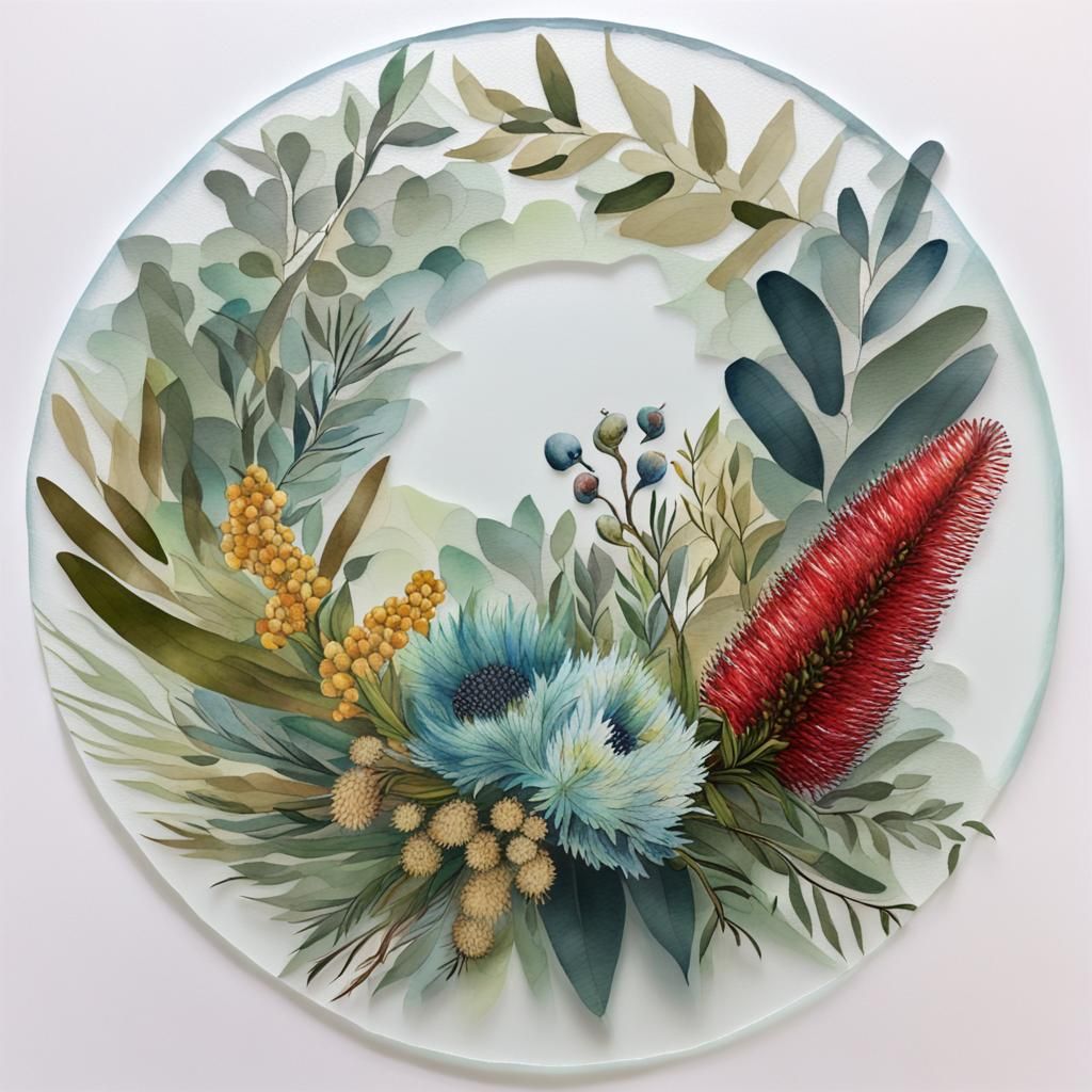 Australian Native Flower Bouquet in Alcohol Ink