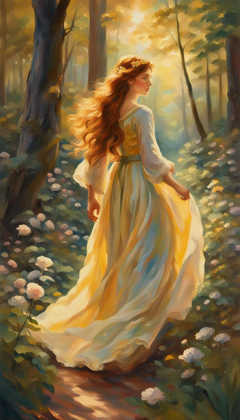 Enchanted Forest: Woman in Pre-Raphaelite Style