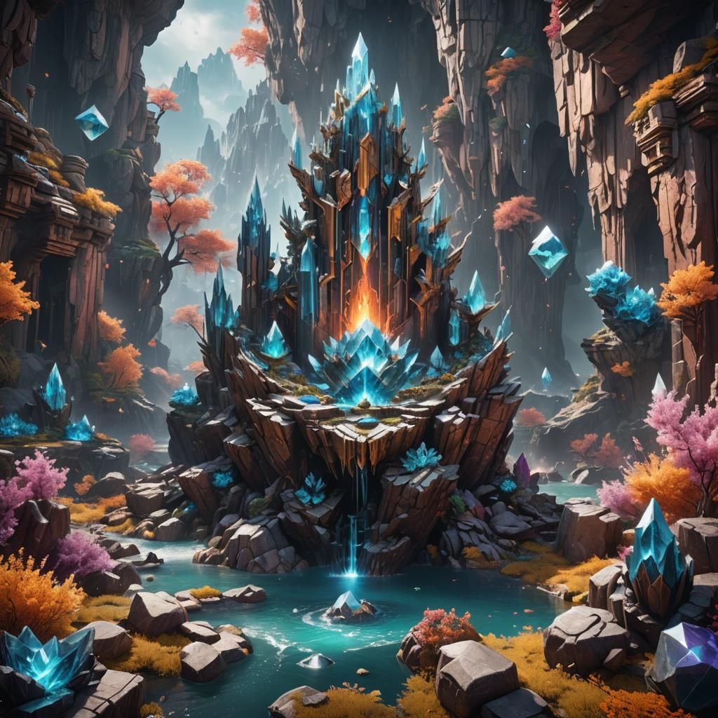 Crystalline Five Elements: Detailed Fantasy Concept Art