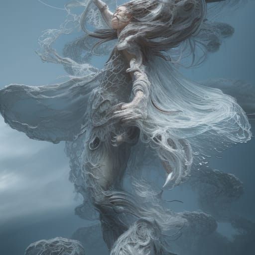 Cloud Human Merge in Hyperrealistic 3D Render