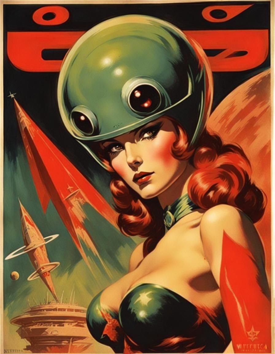 Soviet Propaganda Poster of an Alien Woman