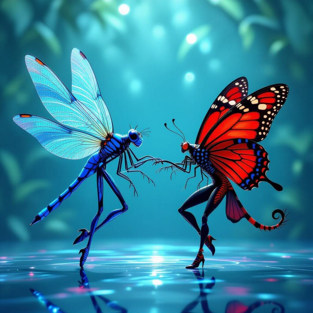 Dragonfly and Butterfly Dancers in Agile Combat