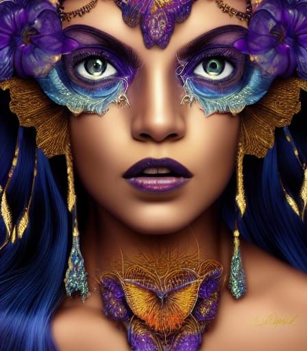 Maximalist Collage of Midnight Beauty in 3D