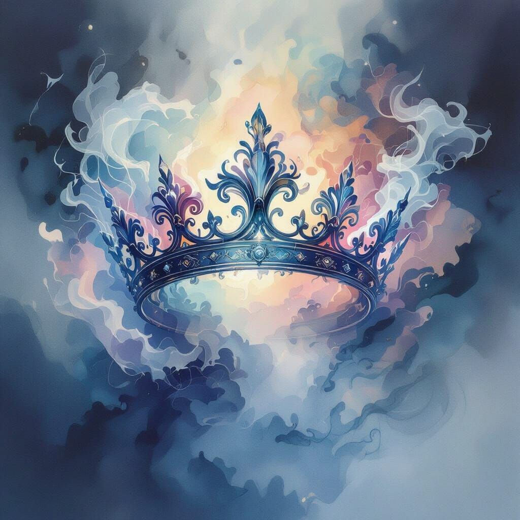 Majestic Crown of Ink and Smoke Dissolving