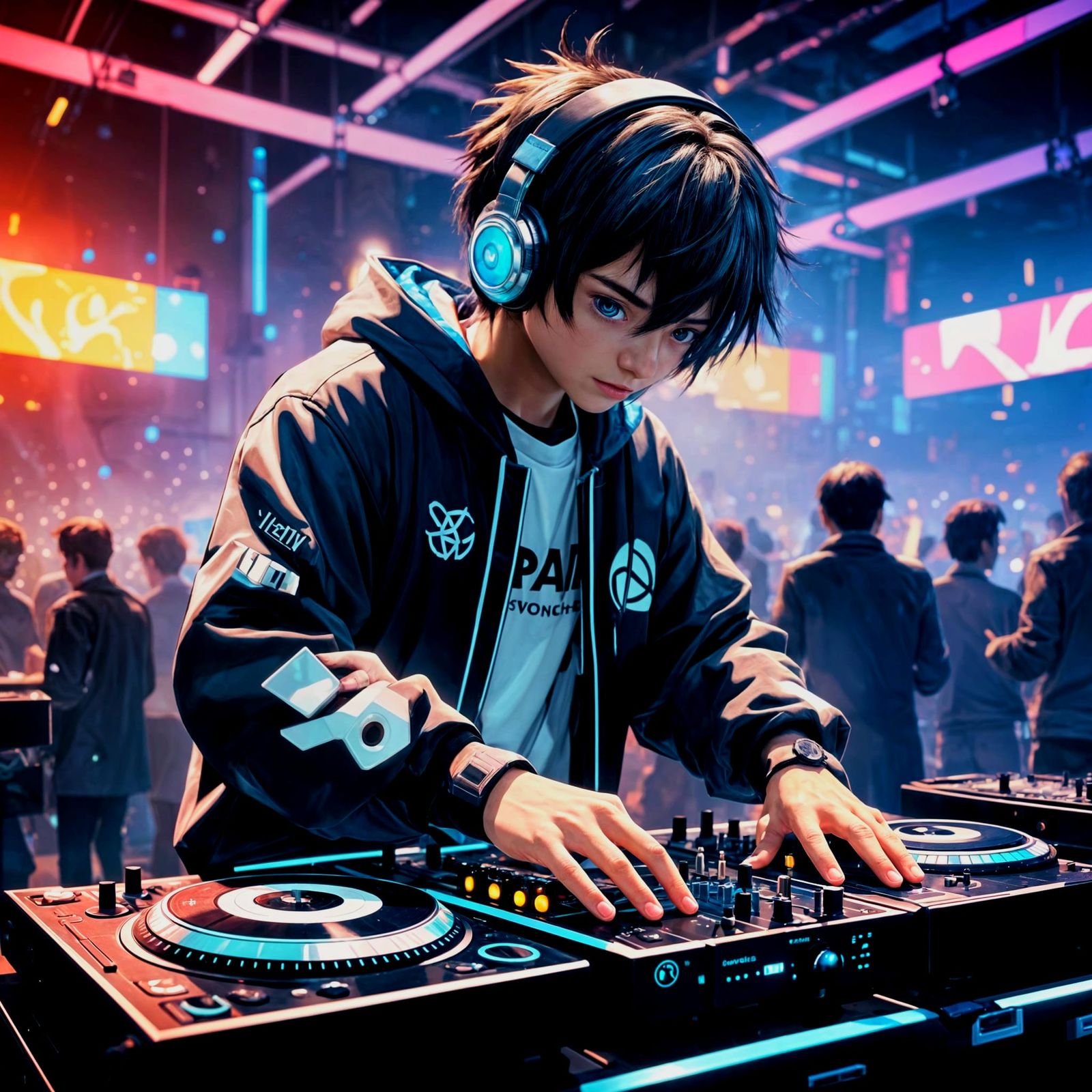 DJ Performing in Nightclub Oil Painting