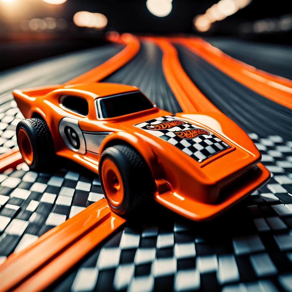 Hot Wheels Cars Race to Checkered Flag