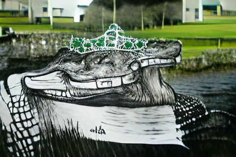 Alligator King in Ireland: Vintage Ink Drawing