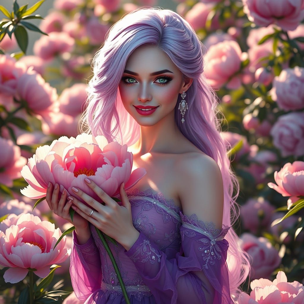 Ethereal Beauty in a Lush Peony Garden