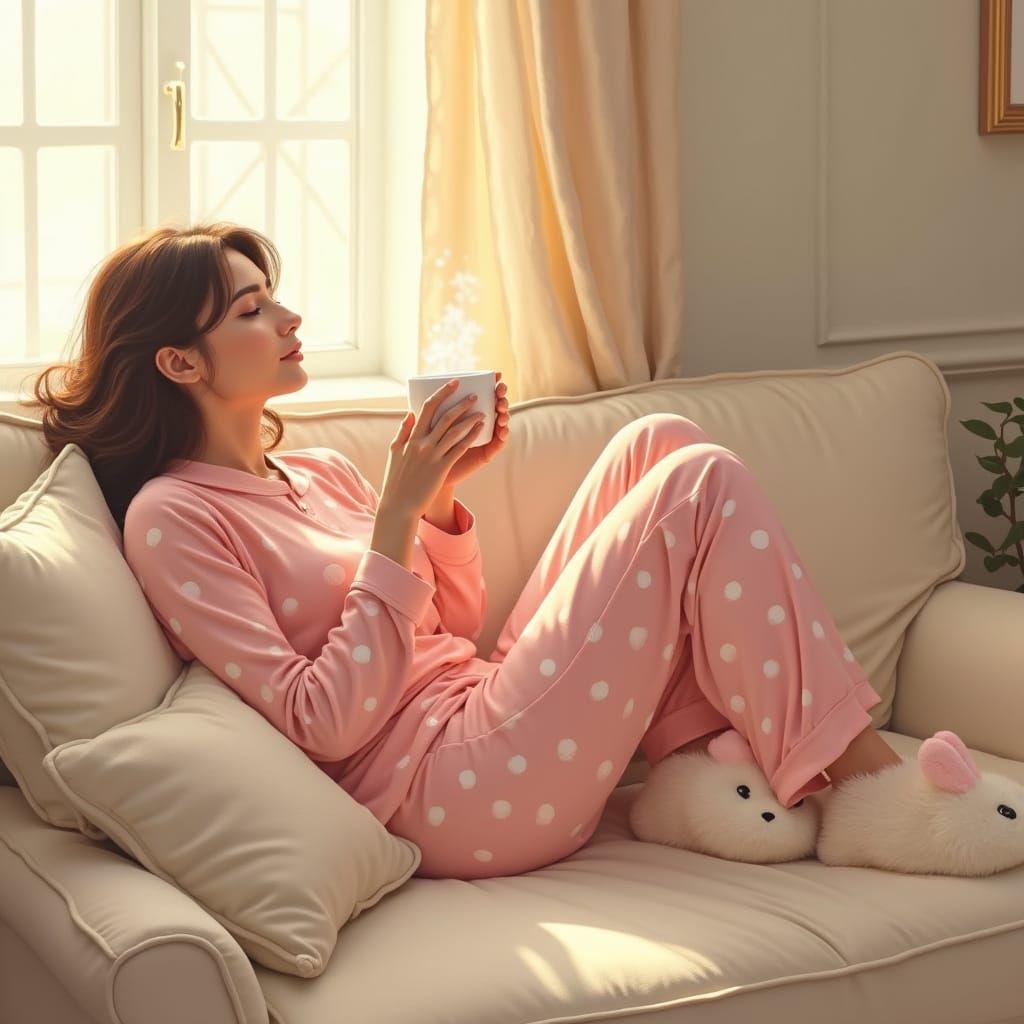 Serene Morning Moment in Impressionist Style