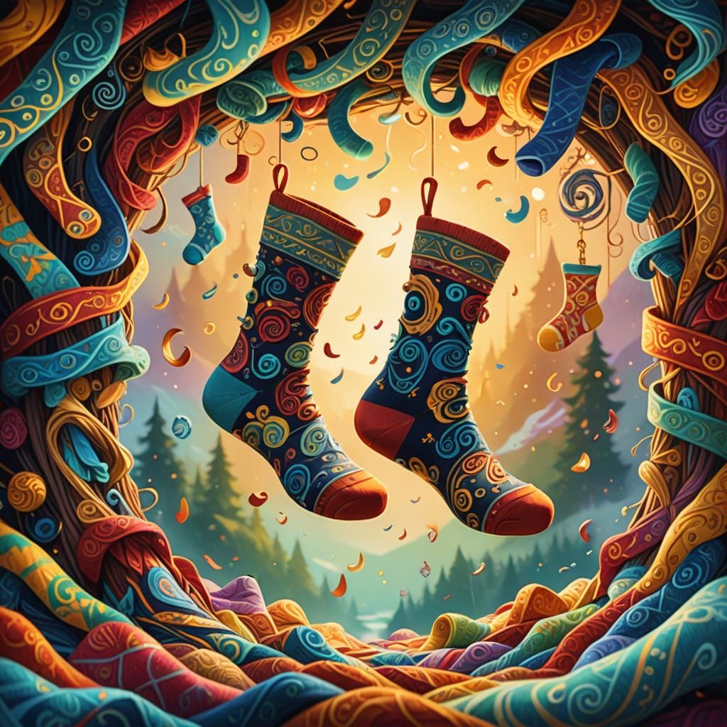 Whimsical Socks in Vibrant Oil Painting Style