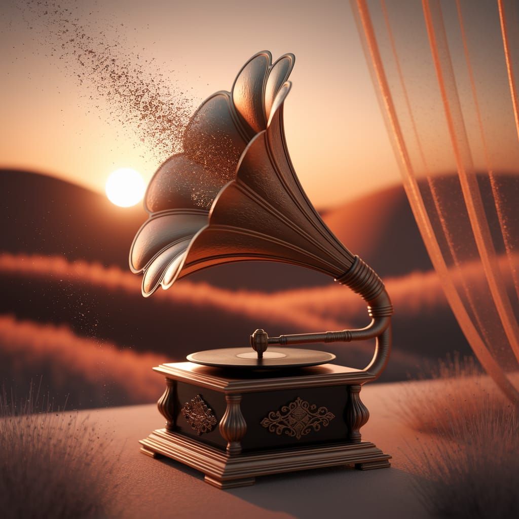 Antique Gramophone in Golden Hour Light
