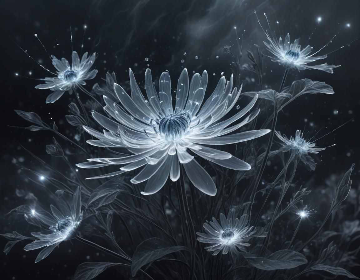 Ethereal Abstract Floral Art in Surreal Style