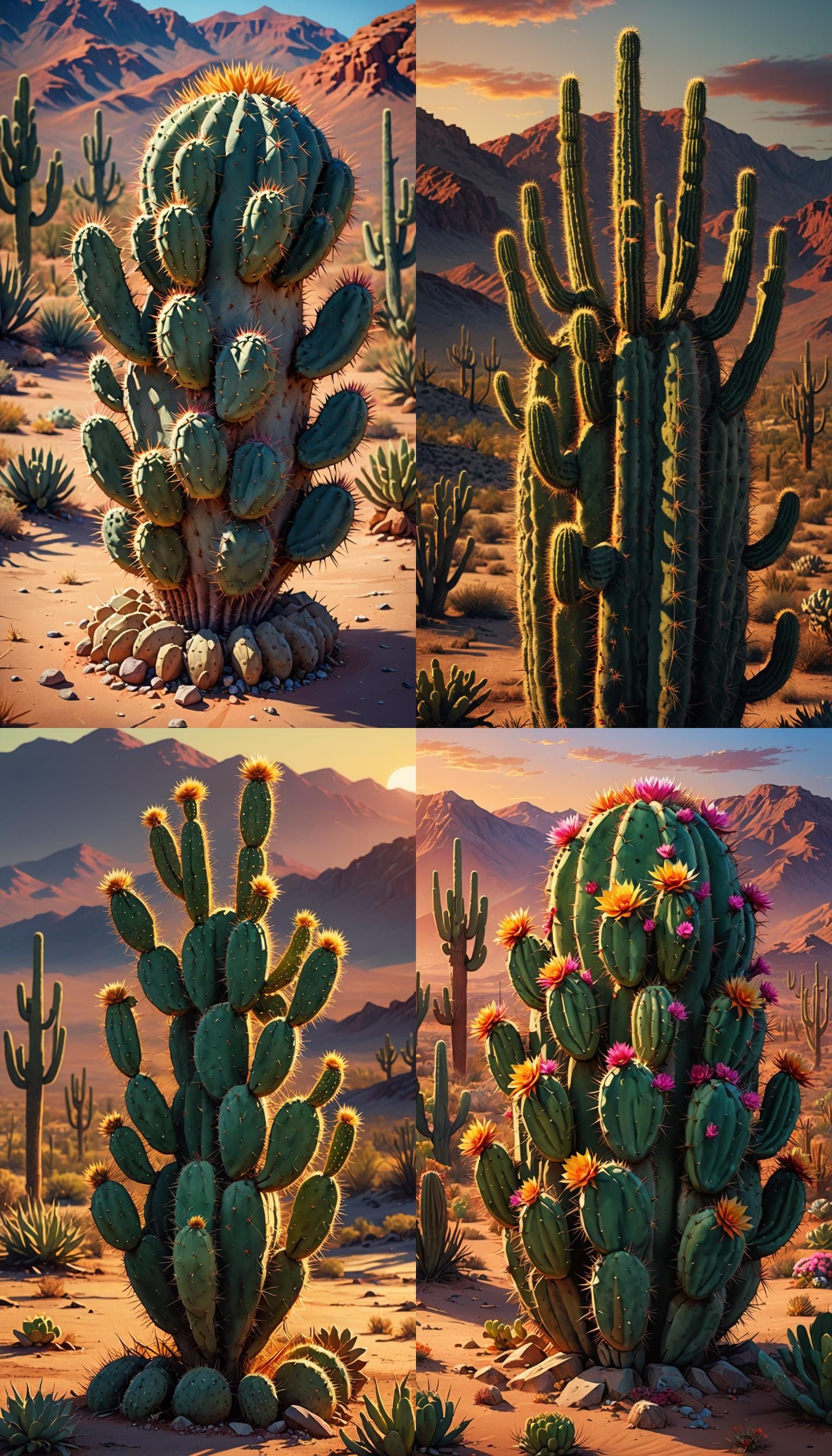 Hyperrealistic Cactus in Splash Art Style