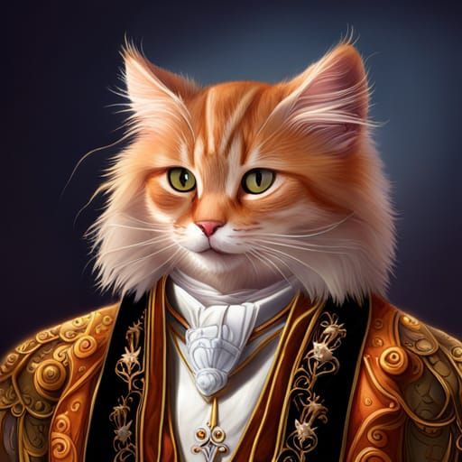 Regal Cat Portrait with Anthropomorphic Expressions