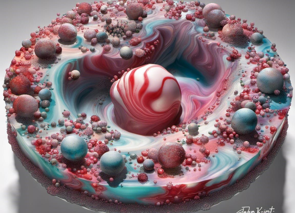 Nebula Peppermint Cake in Mixed-Media Style