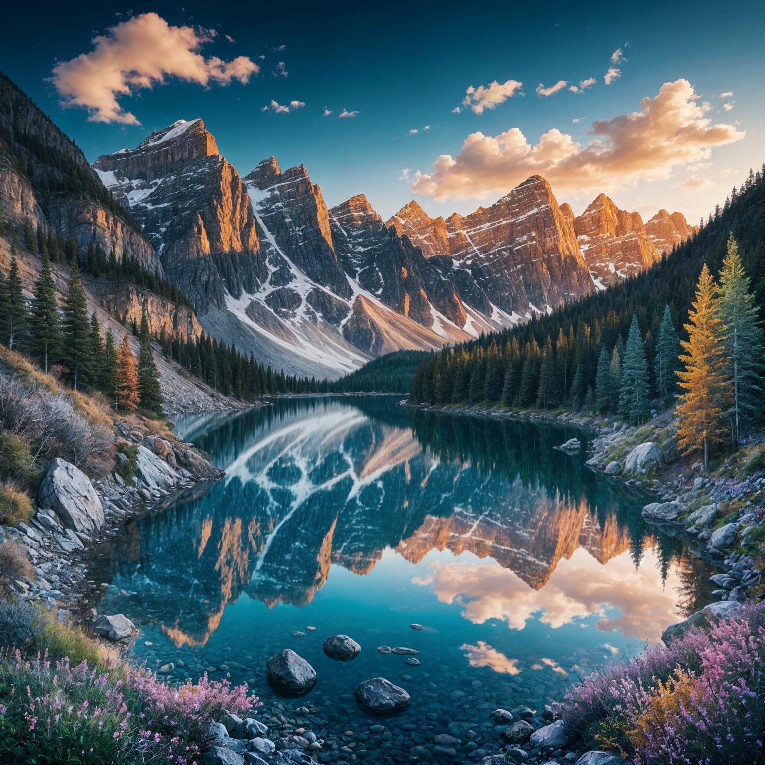 Dreamlike Landscape in Vibrant Jewel Tones