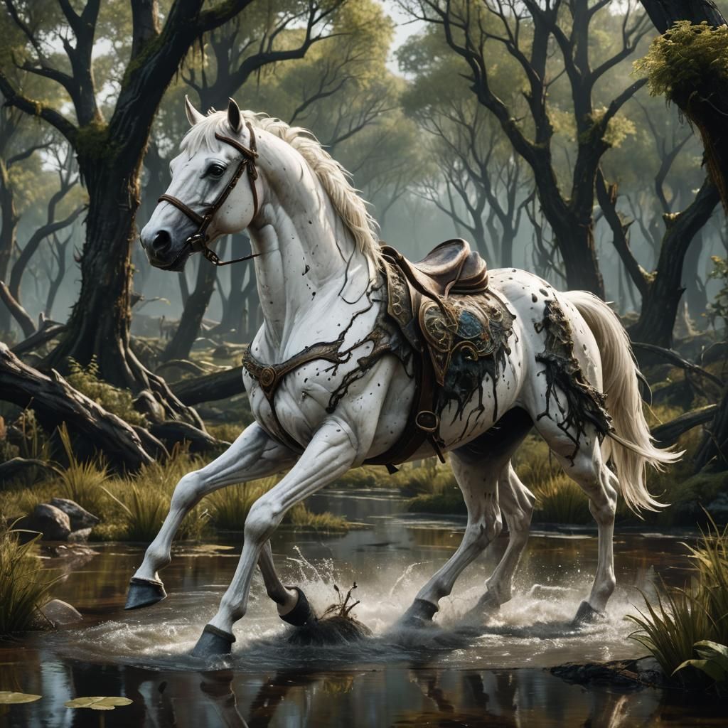 Fantastical Pale Horse with Swamp Tar Detail