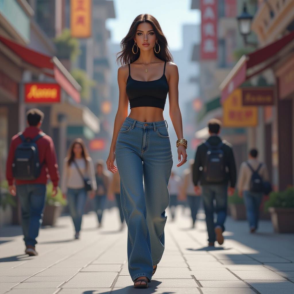 Trendy Woman in Vibrant 3D Game Environment