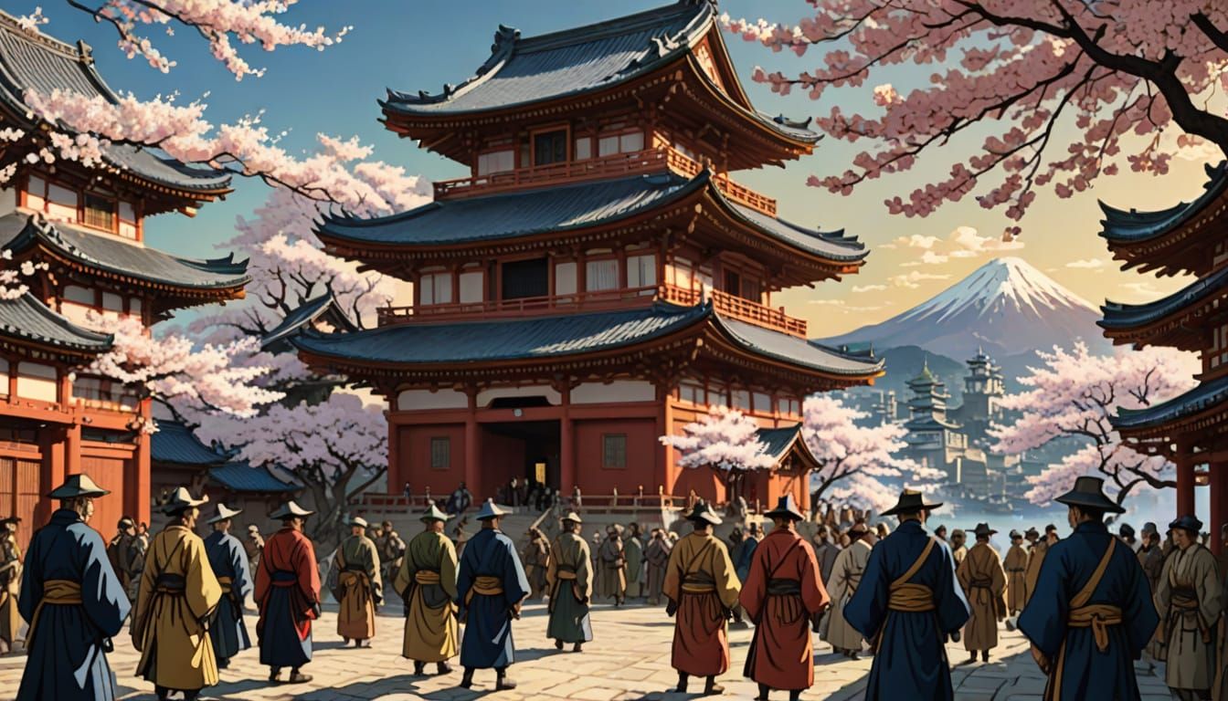 15th Century Fantasy Metropolis in Vibrant Warm Colors