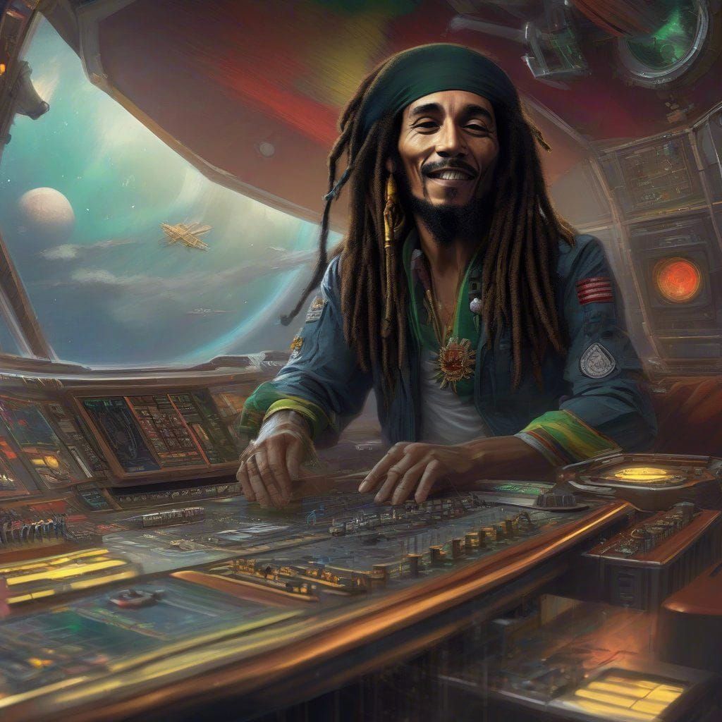 Portrait of bob Marley as Space Pirate Captain Harlock from ...