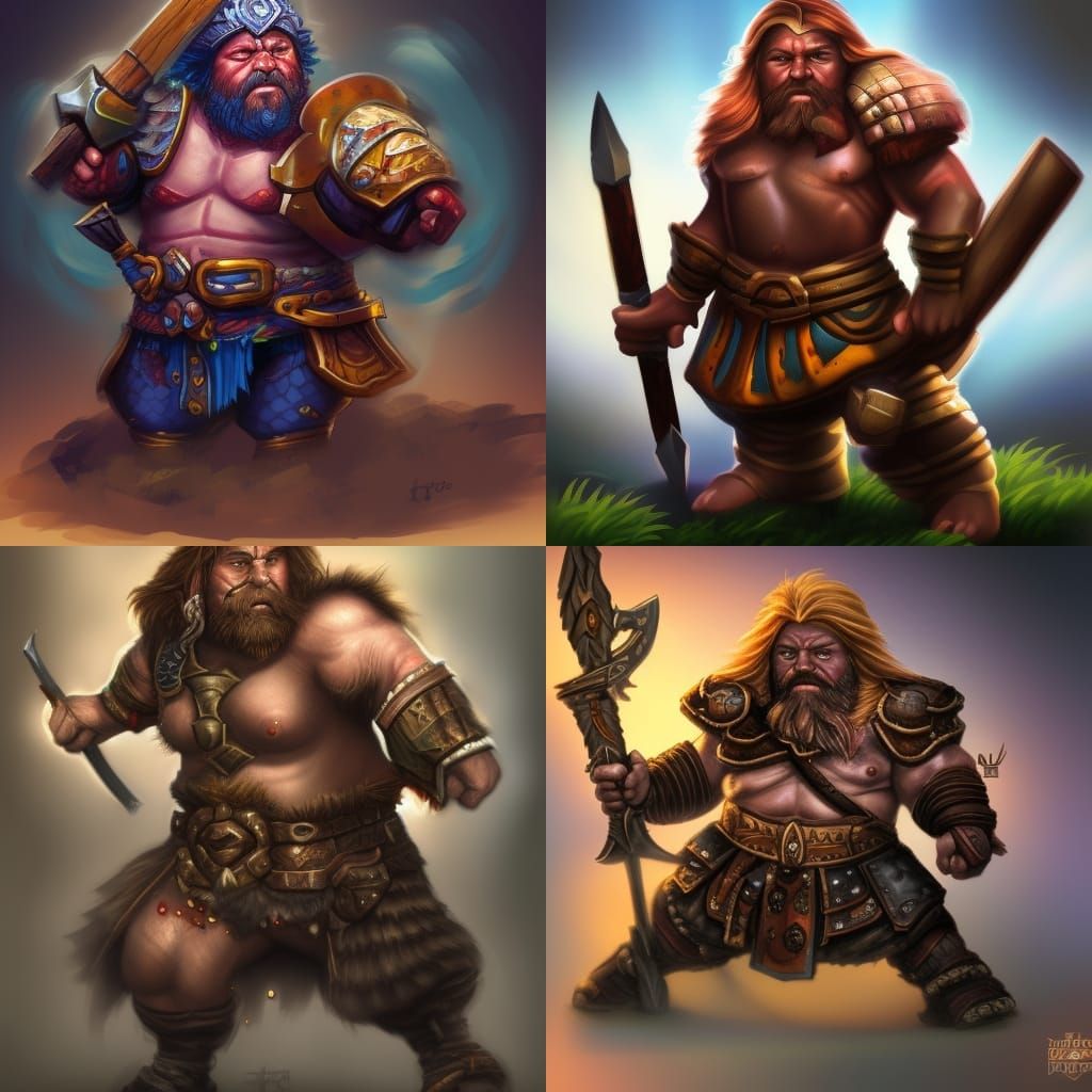 Hyperrealistic Dwarf Barbarian in Splash Art Style
