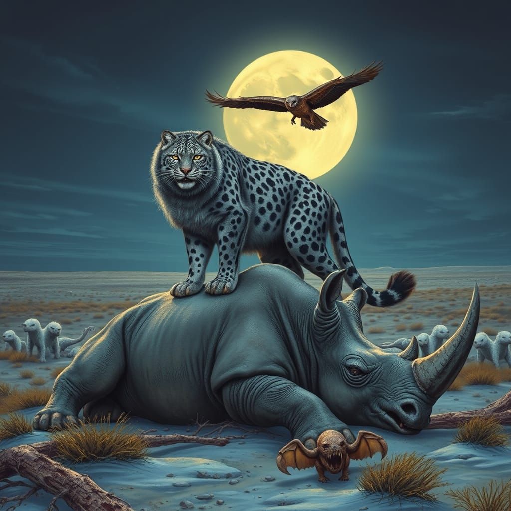 Gray Saber-Toothed Cat Conquers Wild Steppe