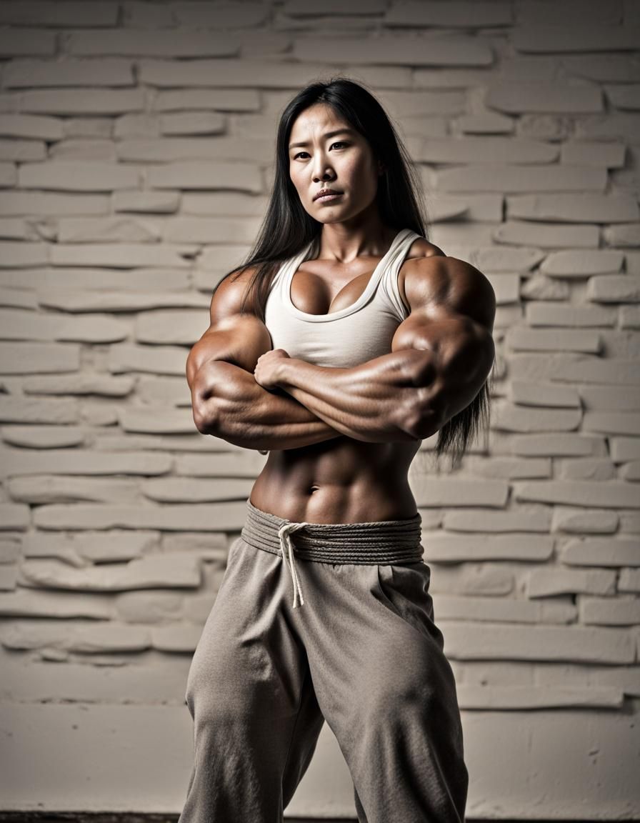 Powerful Inuit Woman Portrait with Muscular Physique