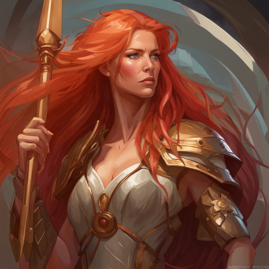 Valkyrie on Flip Phone, Hyperdetailed Digital Portrait