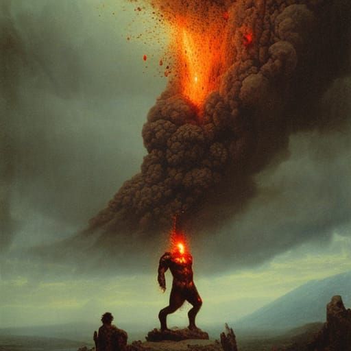 Volcanic Gorilla Engulfed in Lightning, Horror Art