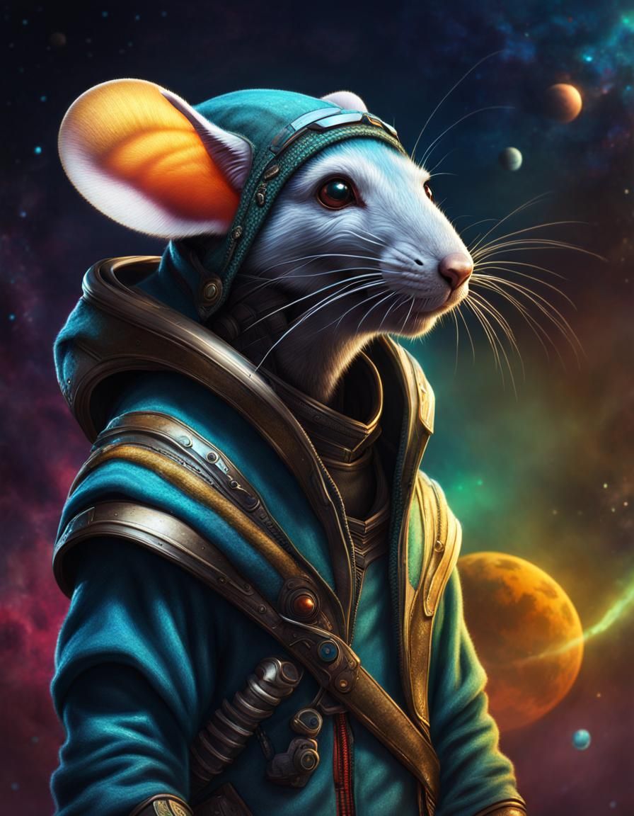 Hyperrealistic Rat Alien in Space Fantasy Setting