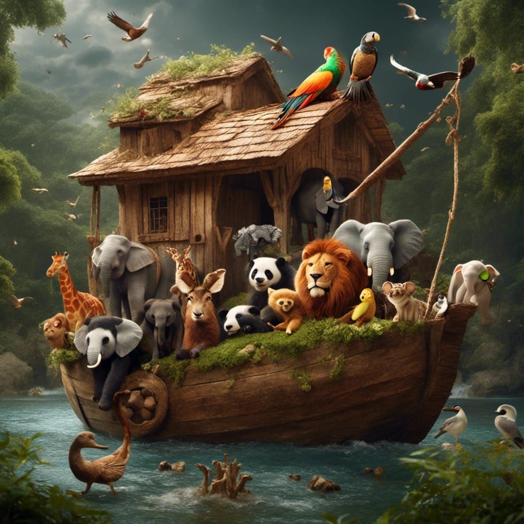 Pairs of Animals Entering Noah's Ark