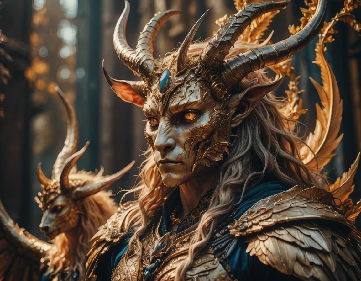 Majestic Demon Portrait in a Maximalist Fantasy Style