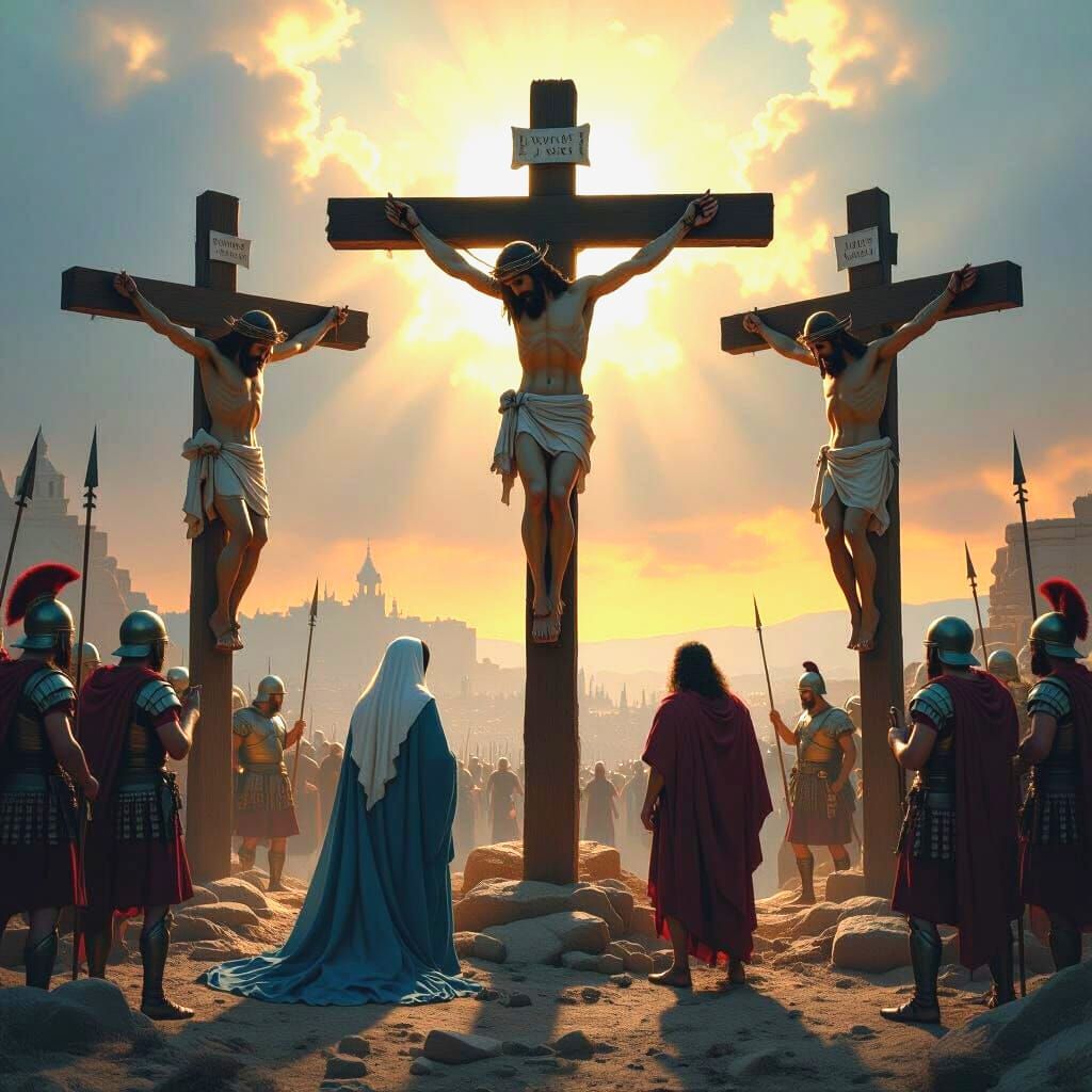 Crucifixion at Golgotha: Dramatic Digital Matte Painting