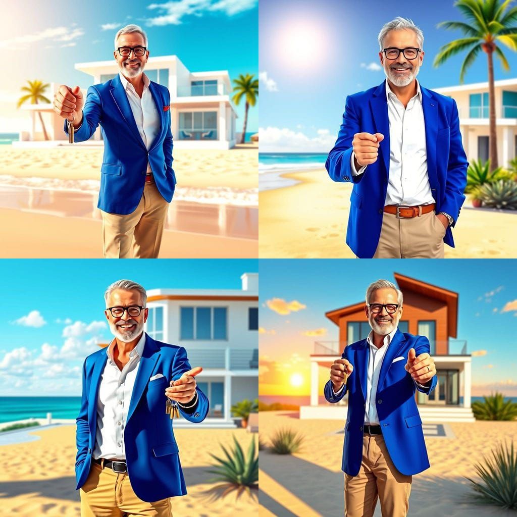 Realtor on Beach in Pop Art Style
