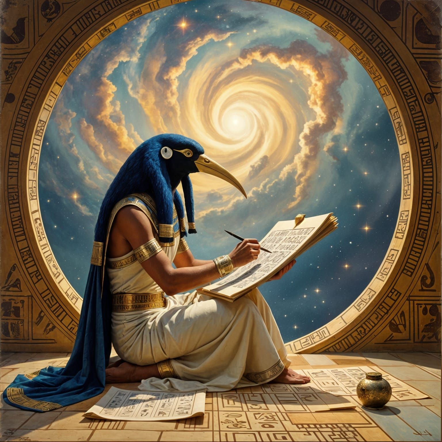 Thoth as Ibis Scribe Recording Cosmic Events