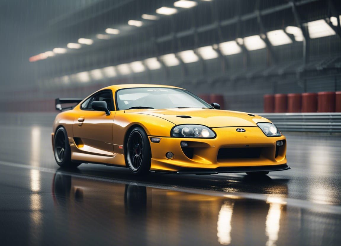 Toyota Supra MK4 on Rainy Racetrack in 4K