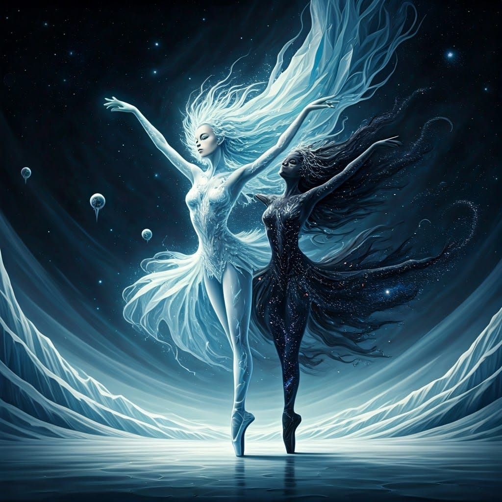 Cosmic Ballet of Ice and Starlight Dancers