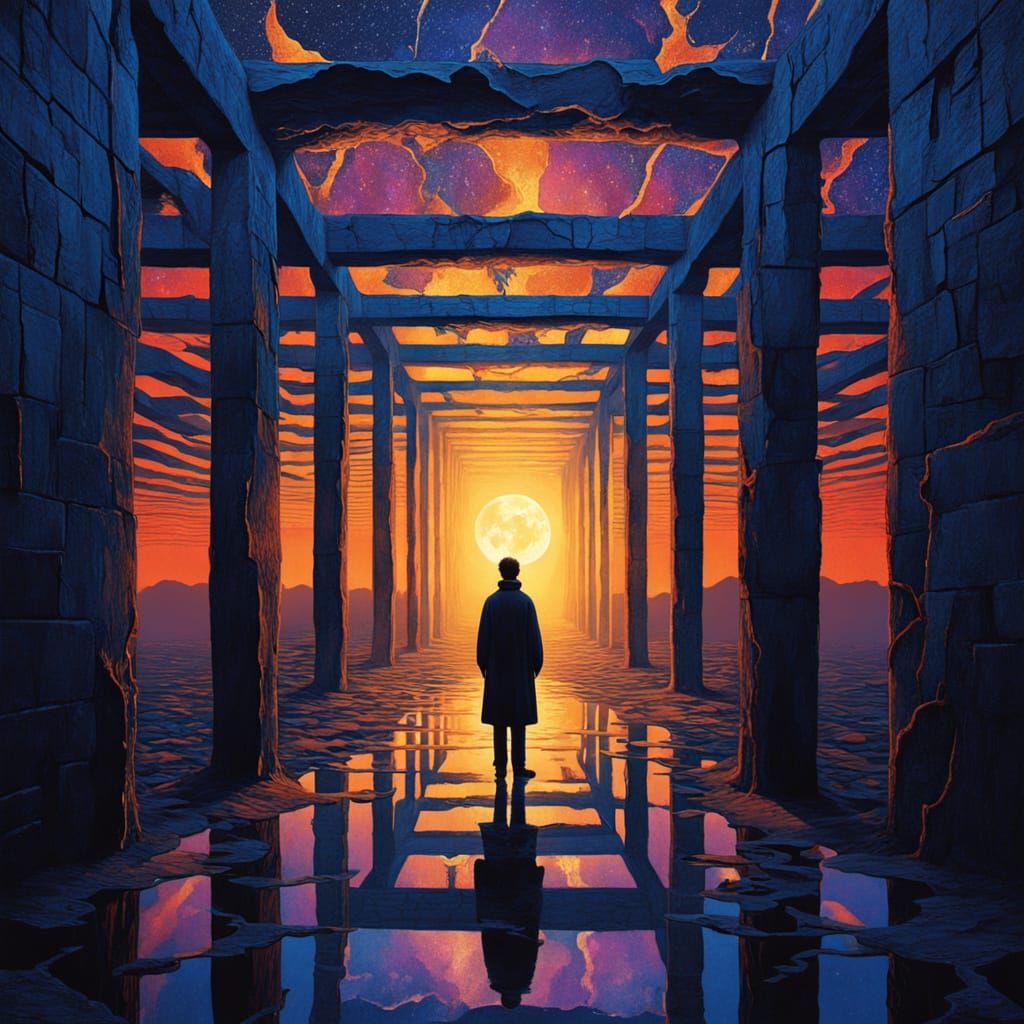 Guiding Star in Labyrinth: Digital Painting