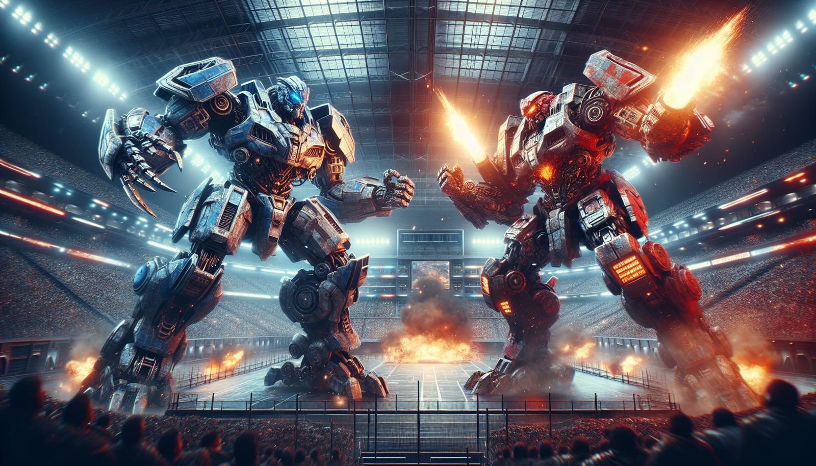 Armored Mechas Clash in Biomechanical Arena