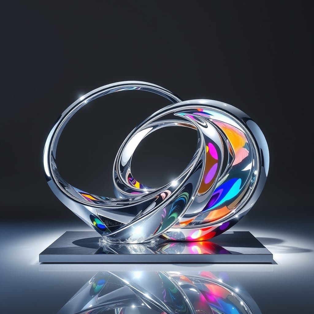 Sculpture of Modern Chrome Wave Movement